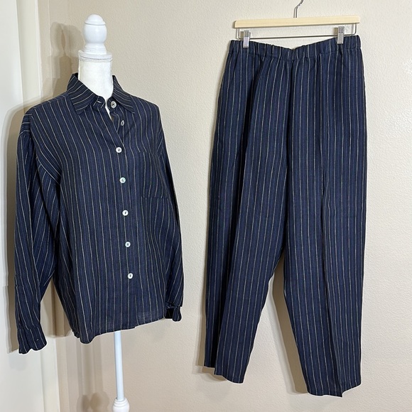 Bryn Walker Linen Oversize LAGENLOOK Wide Leg 2 Piece Set Women's Size M/L - Picture 2 of 16